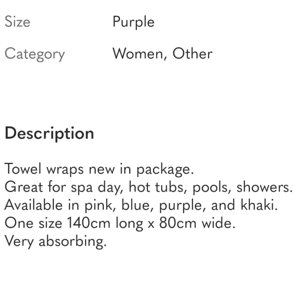 Nwot Purple Spa Towel Wrap